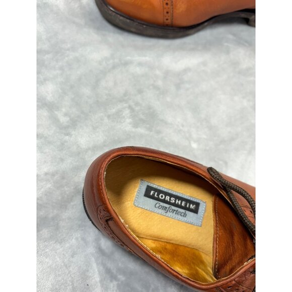 Florsheim Comfort mens shoes 7.5 Oxford Tech Ortholite Brown Leather Cap Toe - Picture 7 of 14